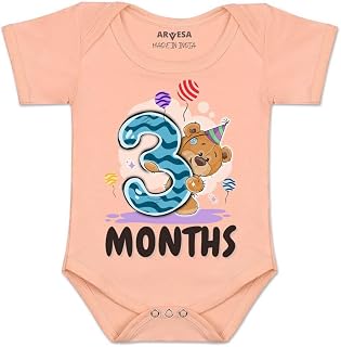 ARVESA 3 Month Baby Milestone Romper for Baby Boy and Baby Girl Cotton 0–12 Months Design no 1812-3 Month Price In India