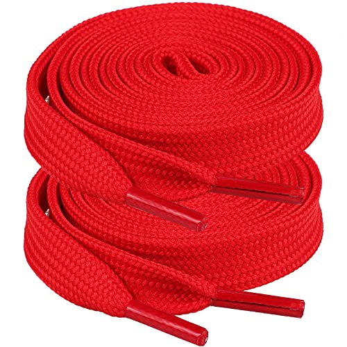 Booyckiy [2 Pairs Flat Shoelaces For Sneakers, 2/5" Wide Shoe Laces Red 48 Inch(122Cm) #TOP3
