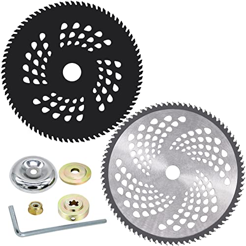 IRmm Brush Cutter Blade, 10" x 80T Carbide Tip Weed Eater Blade & 8" x 80T Carbide Tip Brush Blade with Adapter Kit for Cutter, Trimmer, Weed Eater (1" Arbor)