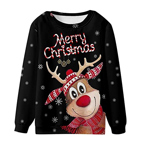 2025 New Men's Xmas Jumper Sweatshirt Classic Reindeer Merry Christmas Sweater 3D Ugly Pullover Crewneck Long Sleeve Top Graphic T-Shirt Digital Print Sweatshirts Casual Birthday Clothing M-4XL