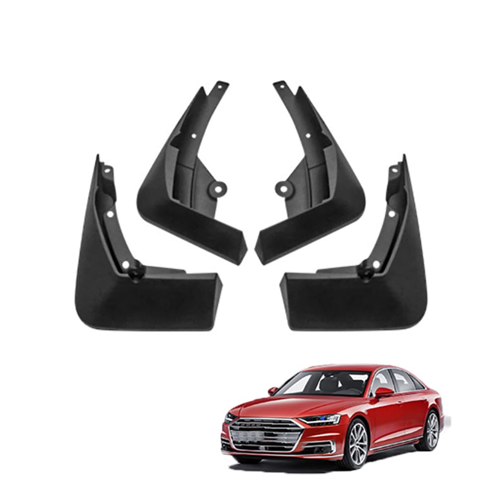 AMHVMU 4pcs Mud Flaps for Audi A8L Standard Version (Rear Package with Bright Strip) 2018-2022
