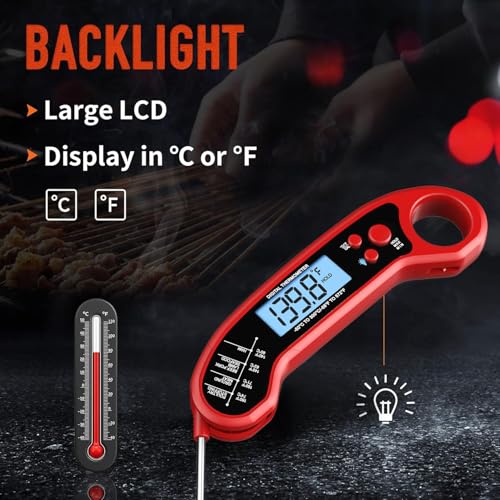 Meat Thermometer Digital, Instant Read Meat Thermometer for Grill and Cooking, Waterproof Food Thermometer for Kitchen and Outside, BBQ, Turkey, Candy, Liquids, Beef