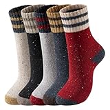 Tavaleu Wool Socks for Women - Winter Soft Thick Warm Socks Vintage Crew Boot Sock Casual
