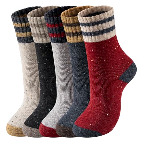 Tavaleu Wool Socks - Wool Socks for Women Men Soft Thick Warm Winter Knit Vintage Crew Socks Casual