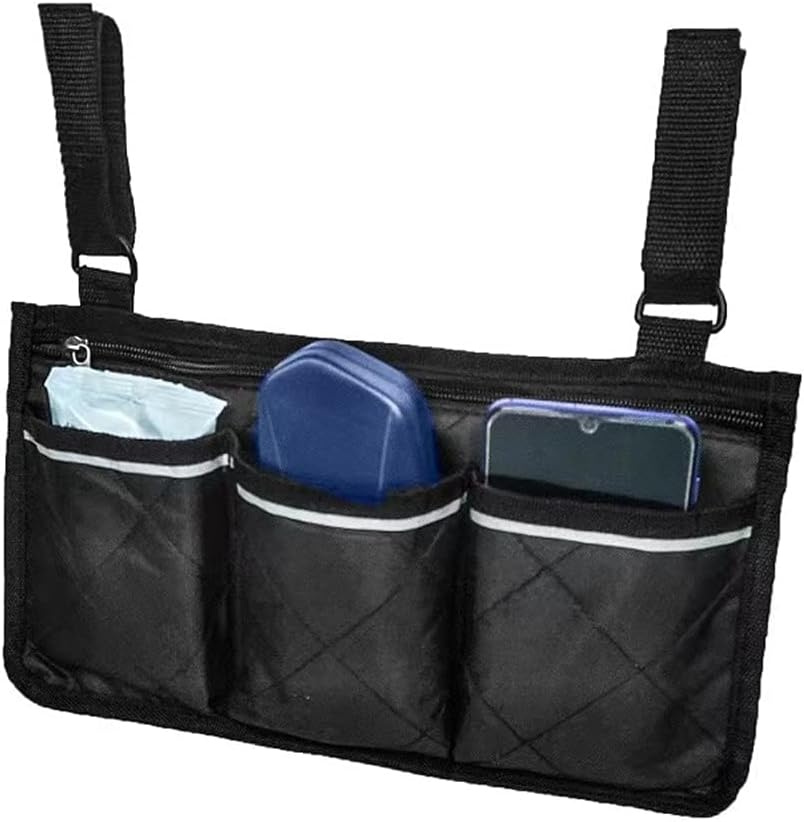 Wheelchair Side Bag-Mobility Aid Package-Great for Electric Wheelchairs, Electric Scooter, Walker Accessories, Lightweight Nurse Bag and Organizer for Medical Chairs（Black） : Health & Household