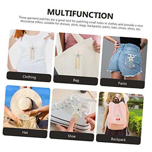 DIYEAH 2 Peças Adesivo De Pano Estrela De Cinco Pontas Vestidos Da Moda Roupa De Franja Vestido Arco