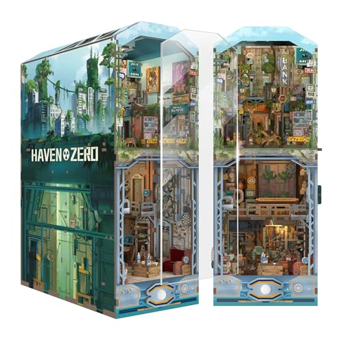 Tonecheer DIY Book Nook Kit for Adults, Wooden 3D Puzzle Bookend Diorama Bookshelf Insert Decor...