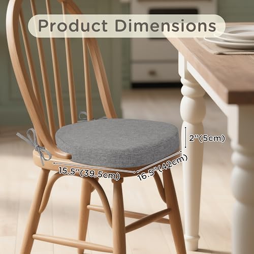 MineCozy Windsor Chair Cushions for Dining Chairs 1 Pack Non Slip Kitchen Seat Cushion with Ties and Washable Covers Indoor Comfortable Seat Pad with Thick Foam 16.5" x 15.5" x 2" Light Grey - Cosy Home Interiors MineCozy Windsor Chair Cushions for Dining Chairs 1 Pack Non Slip Kitchen Seat Cushion with Ties and Washable Covers Indoor Comfortable Seat Pad with Thick Foam 16.5" x 15.5" x 2" Light Grey - Image 2
