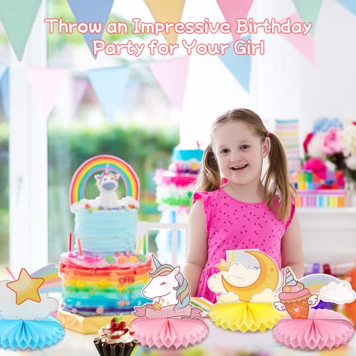 Yhomu Unicorn Honeycomb Party Centerpieces, Rainbow Unicorn Honeycomb Centerpieces, Honeycomb Table Toppers For Girls Birthday Party Decorations, Theme Party Centerpieces, Kids Birthday Favors #TOP1