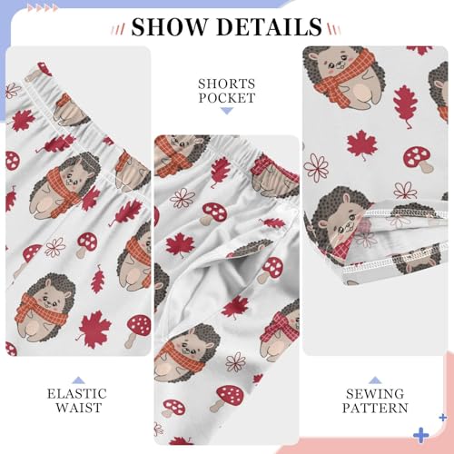 ZZXXB Hedgehog Autumn Mushroom Boys Long Pants Soft Trousers Elastic Waist Kids Lounge Bottoms with Pockets S-XL4