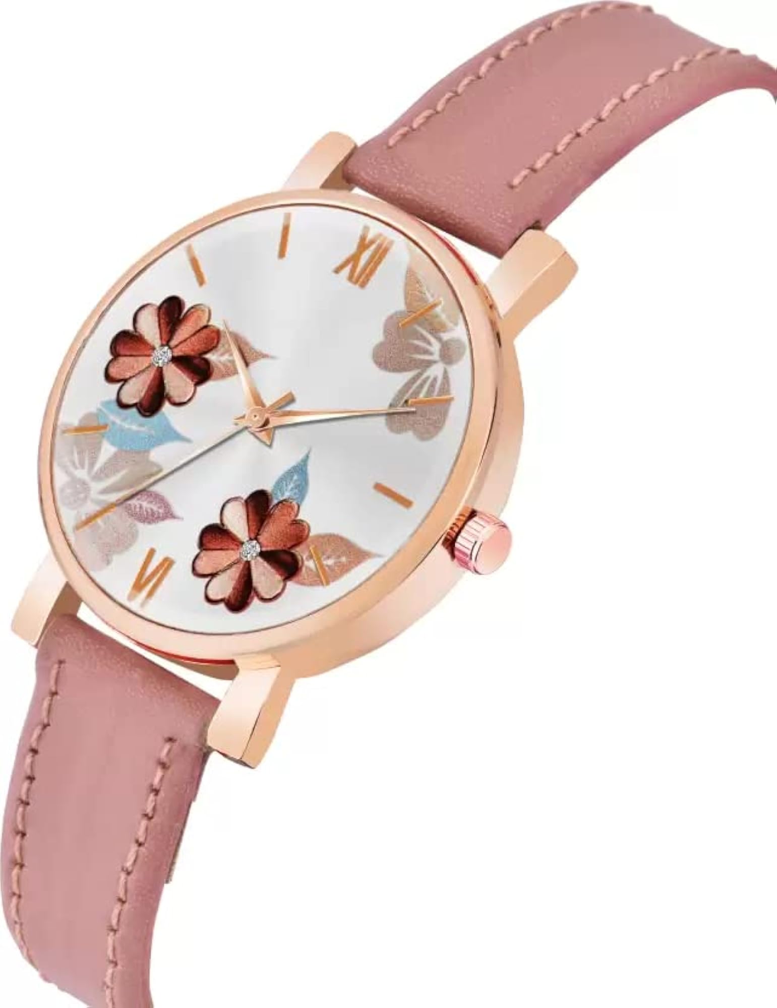 Women's Multicolor Round Dial Leather Belt Watch & Bracelet Combo