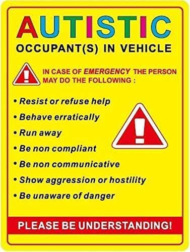 Image of Autistic Occupant in Vehicle Sticker Decal - 3.75x5 Waterproof Autism Awareness Stickers Decals for Cars Trucks SUV Window Bumper Waterbottles Vehicles Hardhats Accessories