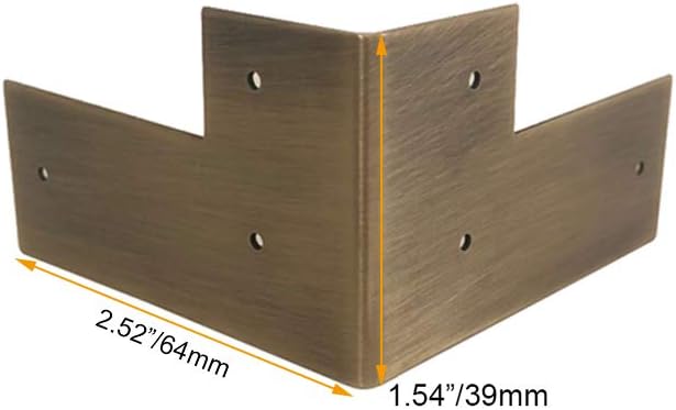 4 Pcs Antique Pure Brass Corner Protectors Braces, Antique Bronze Classical Furniture Tables and Chairs Cabinet Corner Guard Edge Cover (Antique Bronze)