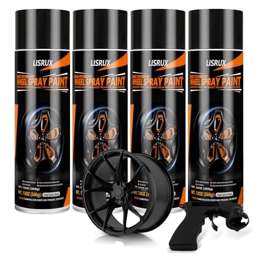 4 Pack Wheel Spray Paint,Car Rim Aerosol Paint for Recolor and Protection of Metal Surface,High Gloss Black,13 Oz Per Can