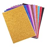 5 Folhas de EVA Com Glitter Coloridas, 40cm x 60cm, Multicolorido, Material para Artesanato, Decoração e Projetos Criativos
