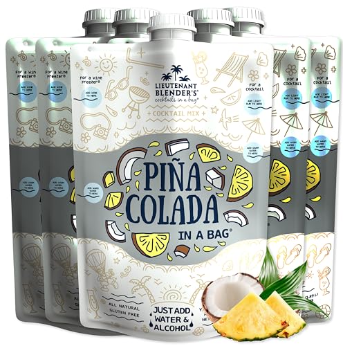 Lt. Blender's Pina Colada in a Bag – Pina Colada Drink Mix - Each Bag Makes 1/2 Gallon of Slushie Pina Coladas – Cocktail Mix - Make a Cocktail, Wine Slushie or Mocktail - (Pack of 5)