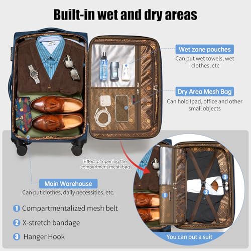 ROPLUS Softside Expandable Luggage with 4 Spinner Wheels, Durable Carry-On Luggage Suitcase (Coffee, 2-Piece Set 21/25) by ROPLUS - Used condition - Image 3