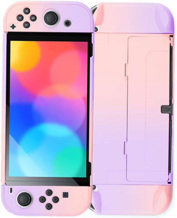 Sheawa Switch Oled 有機elモデル用ケース カバー 保護ケース サーモンピンク ライトパープル 硬質ケース アクセサリー 耐衝撃 全面保護 22新発 かわいい