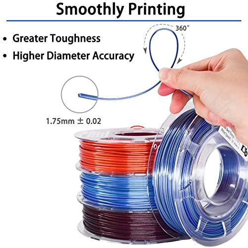 3D Printer Filament Bundle, Pla Filament Silk Shiny Pla Filament 1.75Mm +/- 0.02Mm, 3D Printing Filament 200G X 4 Spools #TOP4