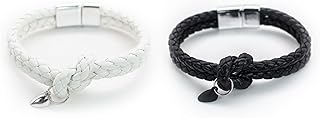2 PCS Couples Bracelets, Magnetic Matching Bracelets for Couples, Black & White Matching Bracelets with Buckle, Long Distance Relationship Gift for Couples, Friends, Sisters