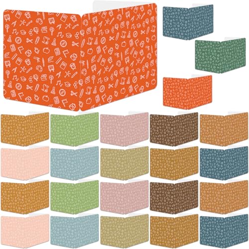 gisgfim 24 Pack Privacy Shields for Student in 12 Boho Colors Desk Dividers Durable Privacy Folders Testing Dividers Shield Study Boards Panel Partition for Classroom Teacher Back to School Supplies