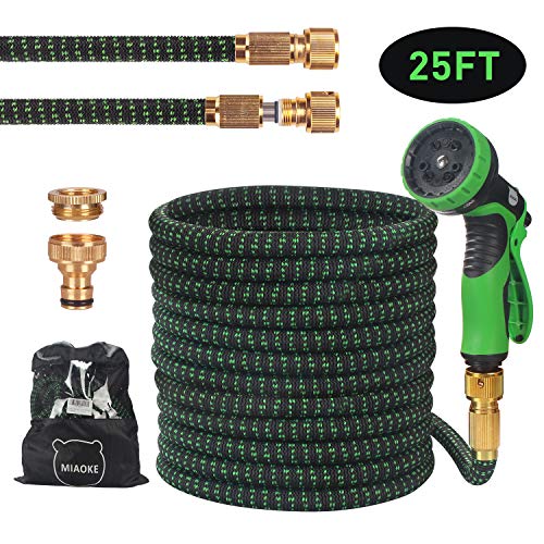 Preisvergleich Produktbild MIAOKE Gartenschlauch 7,5M Wasserschlauch Erweiterbarer Wasserschlauch flexibel mit 3-Fach Latexkern, Multisfunktionsbrausemit 10 Funktionen, Flexible Schlauch für Garten, Rasen, Pet Dusche