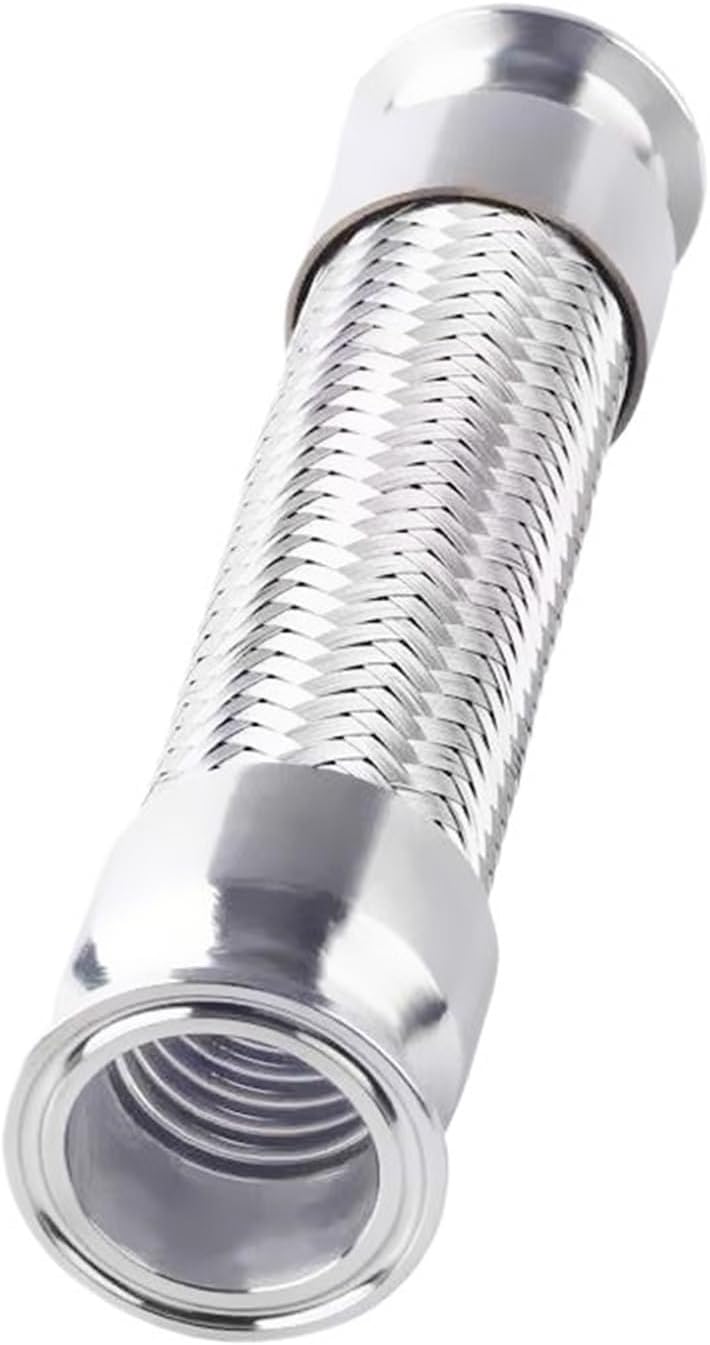 38mm (1 1/4" DN32) Ferrule 50.5mm Tri-Clamp Braided Flexible Hose for Home Brew Distillation 1000mm Length Sanitary Tube SS304