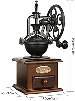 Vista 2 de Molinillo de café manual, molinillo de café de madera antigua, molinillo de grano de rodillo, molinillos de café de manivela, aplicar a prensa