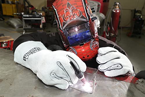 Lincoln Electric Leather Welding Gloves Kh641, Premium Hand Protection From Welder And Cutting Torch Heat, Commercial Quality, Cotton Lined, Gauntlet Cuff, Unisex, 1 Pair, One Size, Gray #TOP2