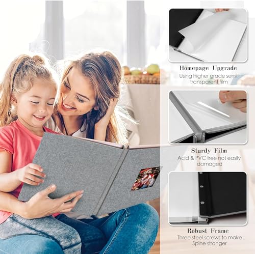 Image of Amazon Brand - Umi Self Adhesive Photo Album Scrapbook Album 20 Sheets /40 Double Sided Pages DIY Photo Album For Family Portraits Wedding Anniversary Birthday Memory Book (White)