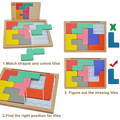 8 Wooden Tiles Matching Dementia Activities for Seniors, Easy Memory Games for Alzheimers Patients, Cognitive Craft Gifts for Elderly Women, Large Puzzle Pattern Blocks Matching Board Gadgets - Image 6