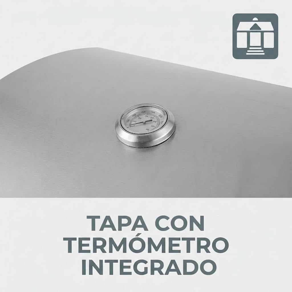 Tarrington House Barbacoa de Gas de Sobremesa Cathan, Acero Inoxidable, 3 Quemadores x 2,2 kW, Termómetro Integrado, Bandeja Recogegrasa, Portatil