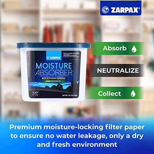 ZARPAX Moisture Absorber Activated Charcoal 10.6 oz/300g | Removes Moisture, Damp, Humidity & Odors | Odor Absorber | Moisture Trap for Bathroom, Closet, Kitchen & Small Spaces | Set of 4 - Thumbnail 6