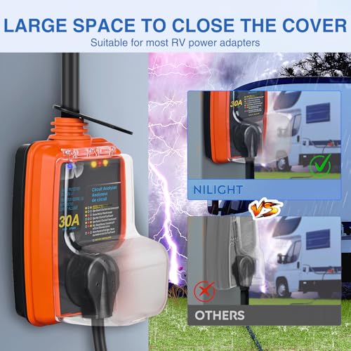 Image of Nilight 50 to 30 Amp RV Surge Protector 4200 Joules 14-50P to TT-30R