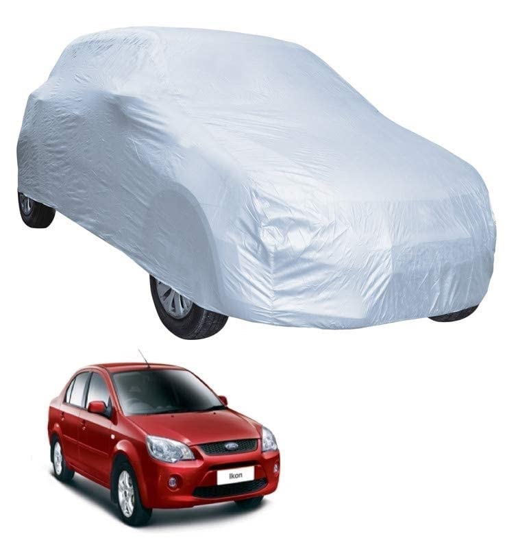 Image of Auto Hub Car Cover Compatible with Ford Ikon with Weather Proof, Triple Stitched, Ikon Car Cover- Plain Silver