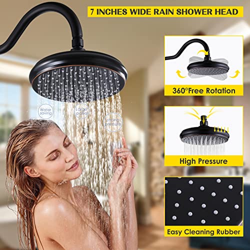 Chalirs Shower Systems With Hand Held Sprayer,Oil Rubbed Bronze 3 Functions Shower Faucet Sets Wall Mounted,Shower Fixture With Brass Valve,Complete Shower System Kit With Foldable Tub Spout #TOP3