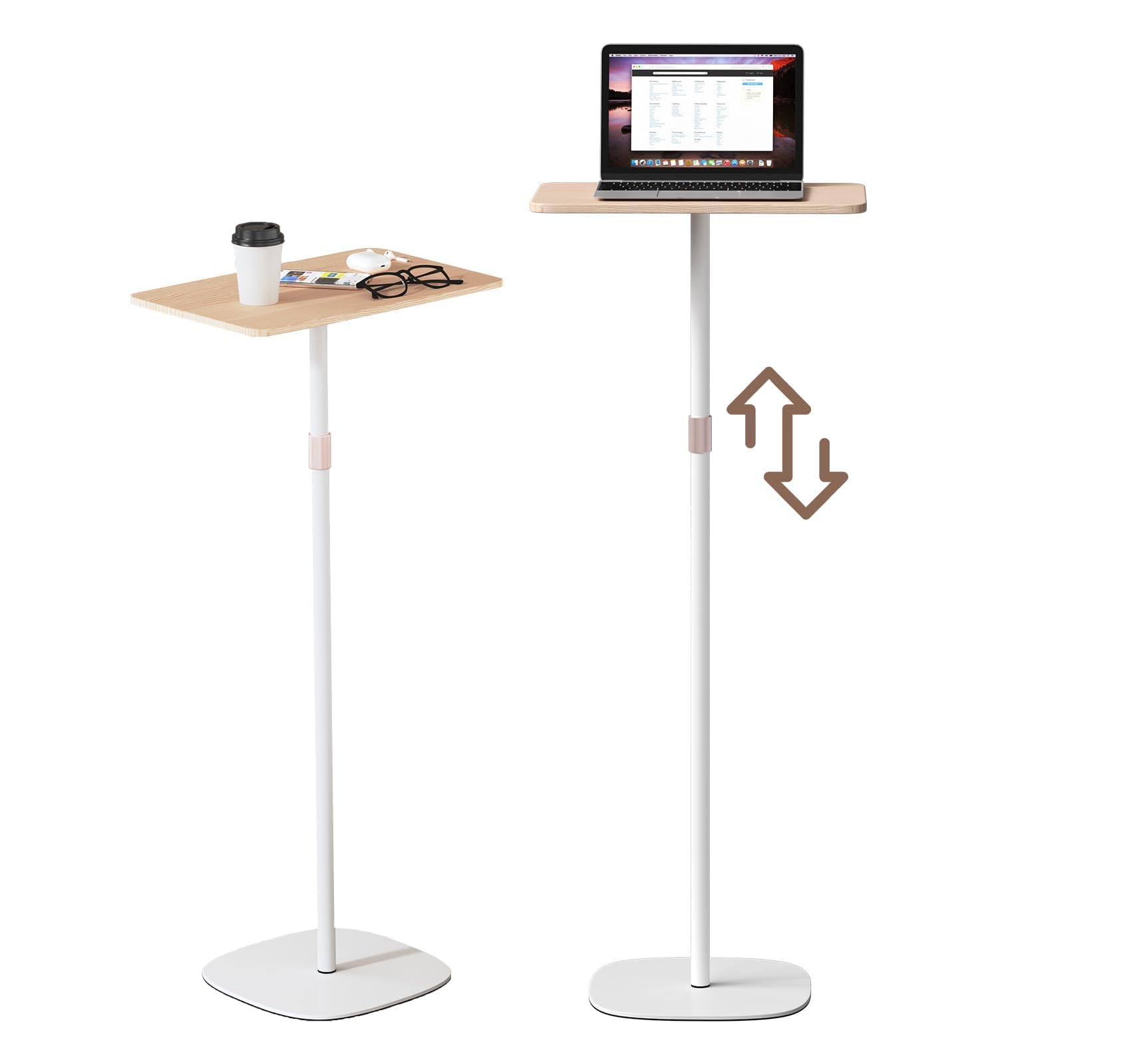 tonchean Portable Standing Desk, Adjustable Height 18’‘-47’’ Mini Floor Desk, Small Laptop Stand for Home Office, Easy to Assemble, Compact Design