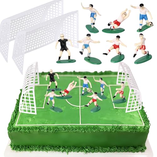 9 Stück Fußball Thema Tortendeko Fußballnetzwerk Kuchen Dekorationen Mikrokosmos Fußballer Kuchen Deko für Sports Themed Geburtstag Party