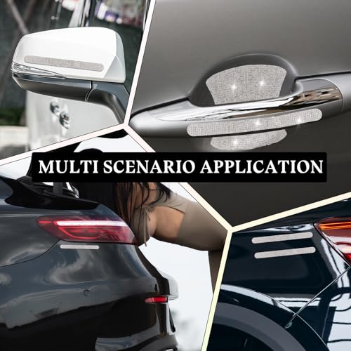 Image of 10Pcs Bling Car Door Handle Protector, Bling Auto Doors Handles Sticker Anti-Scratch Protective Cover Glitter Automotive Exterior Accessories Car Accessories Universal for SUV, Truck(Silver)