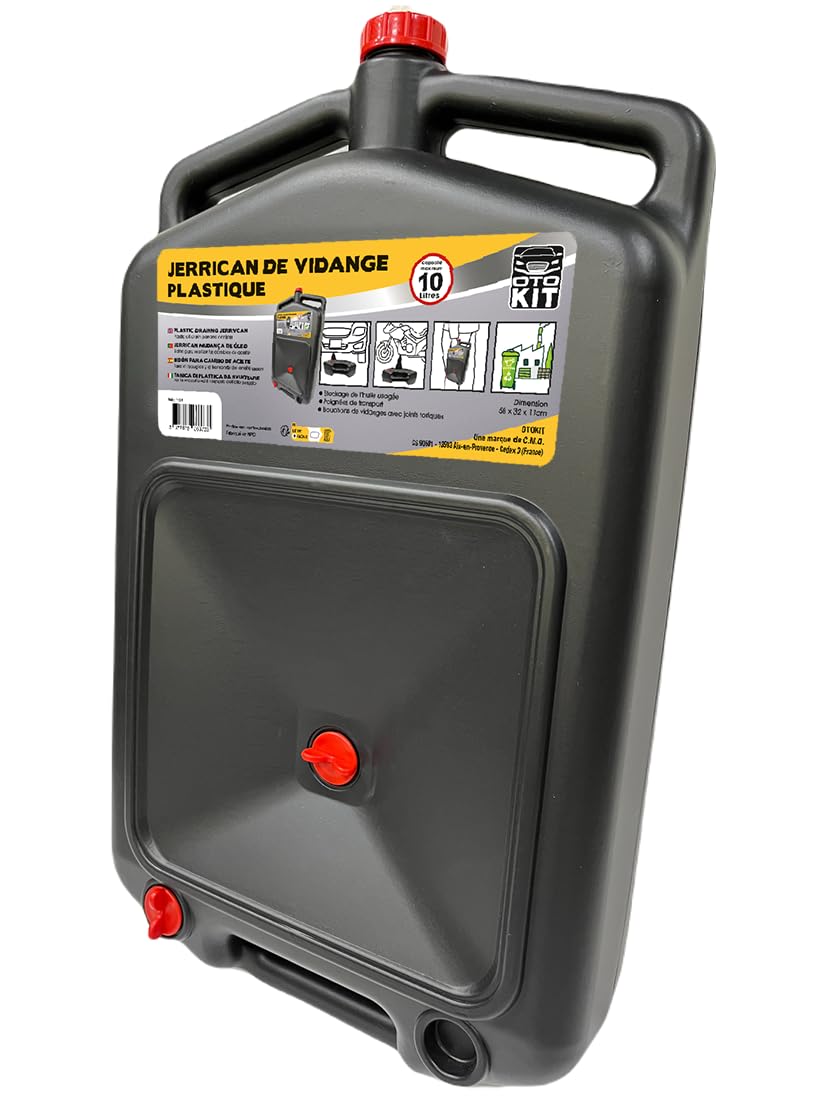 Jerrican de Vidange 10 Litres – Récupération d’Huile Moteur – Bidon Résistant pour Vidange Auto - OTOKIT