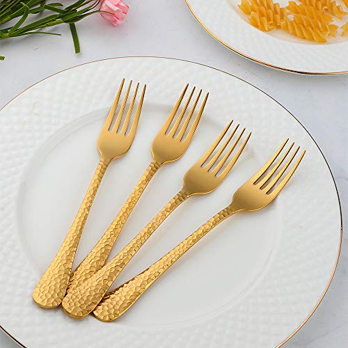 image for Salad Fork 7.5-Inch Dessert Stainless Steel Forks Hammered Surface, BU