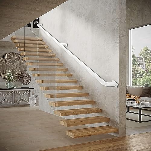 Rampe d'escalier réglable en fer galvanisé robuste avec supports muraux - 7
