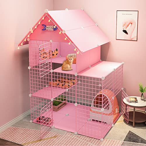 UQACHG Jaula para Gatos, Cerca para Mascotas, Casa para Gatitos, Jaula De Alambre Metálico para Animales Pequeños, Cerca para Mascotas Adecuada para 1 O 2 Gatos,Onecolor-111x75x146cm
