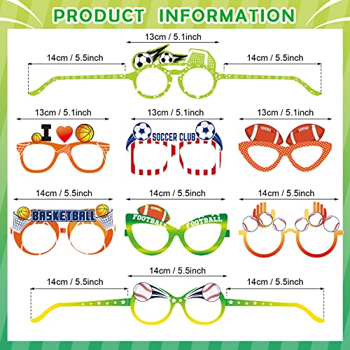 32 Pieces Sports Themed Birthday Party Supplies Sports Basketball Volleyball Theme Paper Eyeglasses Photo Booth Props Sports Balls Birthday Decorations For Kids Boy Girl Party Favors #TOP1