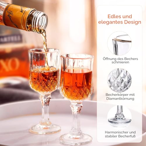 Foto von Soopiiso Cordial Gläser, 50 ml, Schnapsgläser mit Stiel/Tequila-Schnapsgläser/Sherry-Gläser, 12 Stück