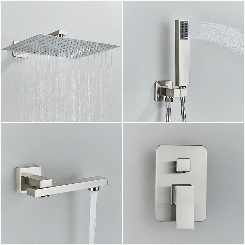 Mitigeur de douche 3 voies en nickel résistant pour baignoire