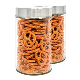 LG Luxury & Grace Set 2 Glass Jars with Lids, 0.9 L (17x10 cm). High Borosilicate Glass Jars. 304 Stainless Steel Screw Lids. Food Storage Containers.