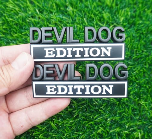 Image of 2pc Devil Dog Edition Emblem 3D Dog Edition Fender Tailgate Badges Bumper Decal Sticker Nameplate for Universal Vehicle, Car, Truck, SUV Motorcycle Accessories Decoration (Black White)