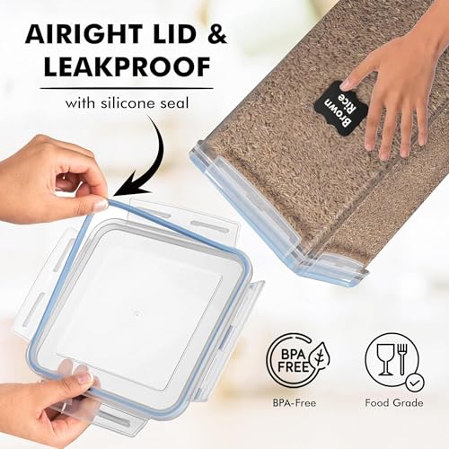 Image of WHITE FEATHER SUPPLIES 2 PC [7 Qt / 6.5L / 220 Oz] Large Food Storage Containers with Lids Airtight - BPA Free Clear Plastic Kitchen and Pantry Storage Containers for Cereal, Flour, Sugar, Rice