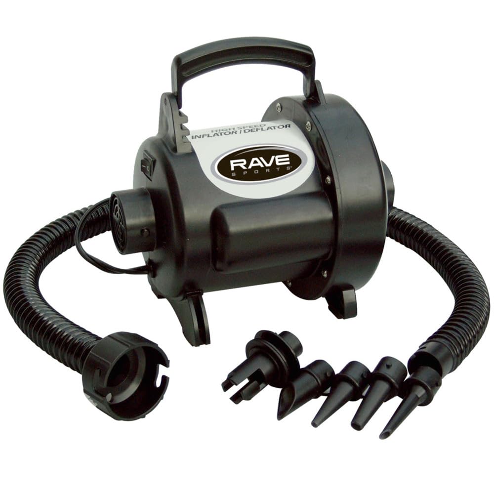 Rave Sports 01083 High Speed Inflator/Deflator, 3.0 psi, 48 CFM 120 VAC, with Adaptors, Black